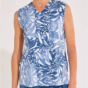 Coolibar Verda Blue V Neck Tunic Top UPF 50+ UV Protection size Small